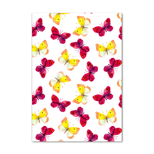 Verticaal glasschilderij Kleurrijke vlinders