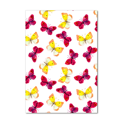 Verticaal glasschilderij Kleurrijke vlinders