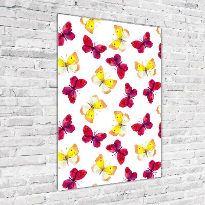Verticaal glasschilderij Kleurrijke vlinders