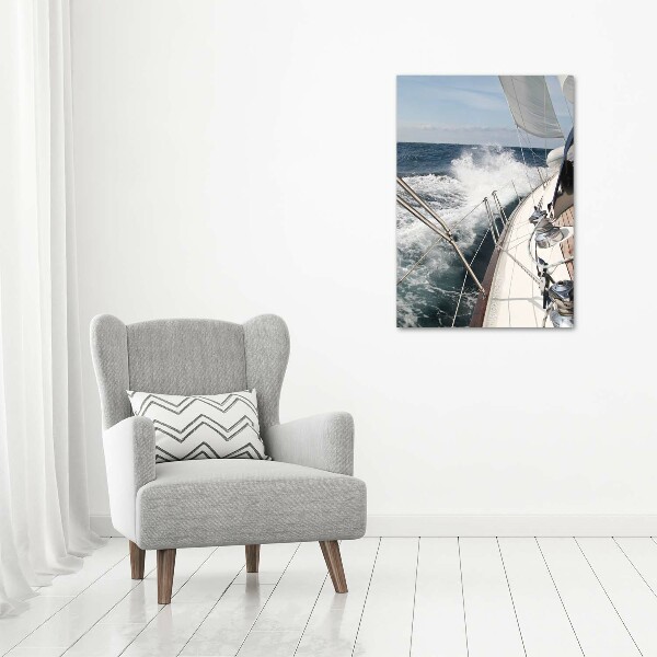Verticale foto op glas Een jacht op zee