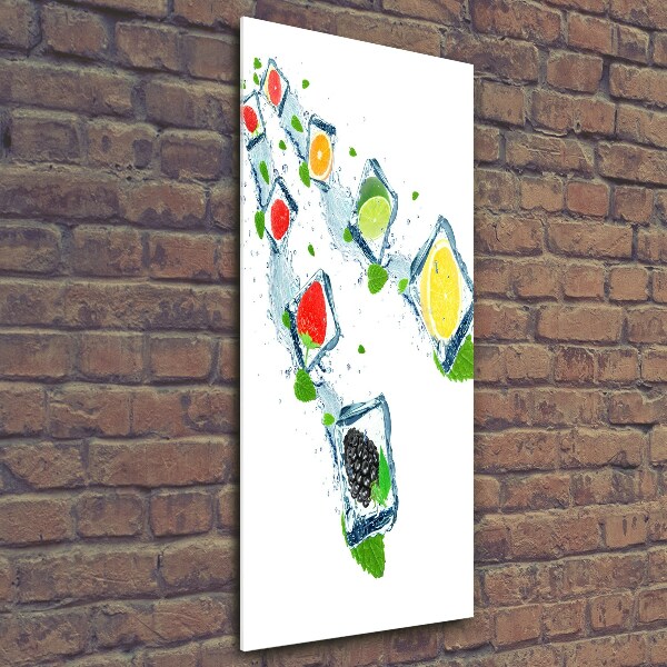 Verticale foto op glas Fruit en ijs