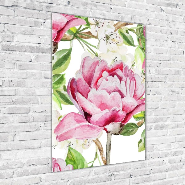 Verticale glasfoto Pioen