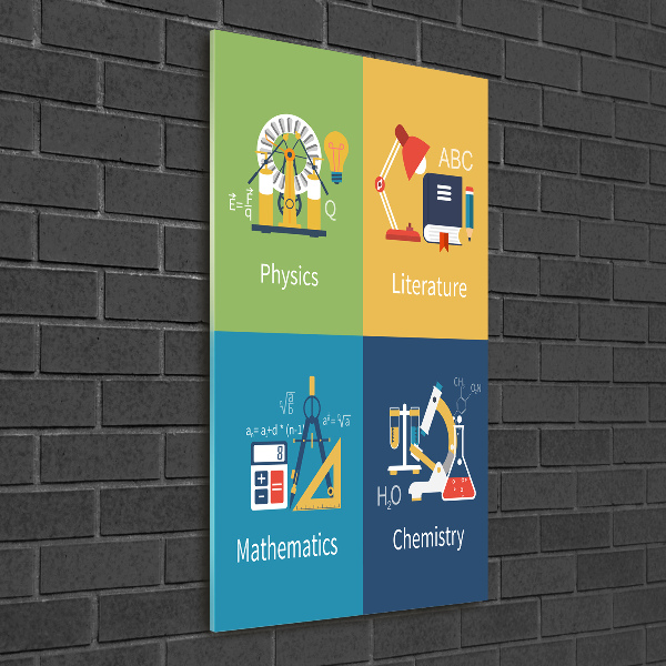 Verticaal glasschilderij Schoolvakken