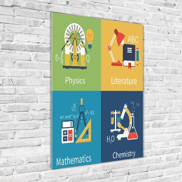 Verticaal glasschilderij Schoolvakken