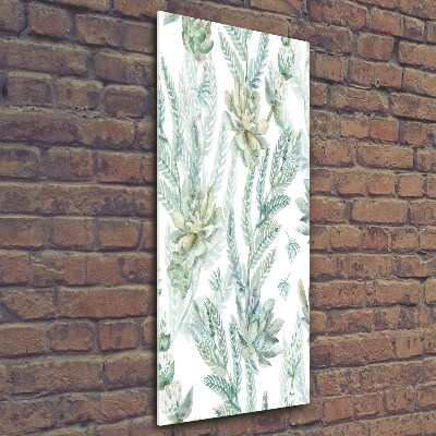 Verticale glasfoto Bloemenpatroon