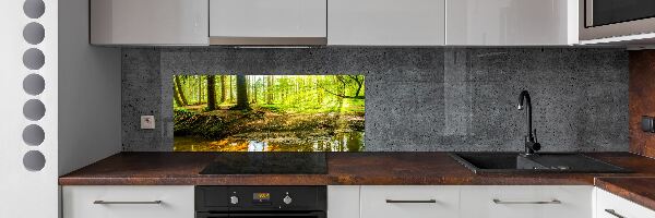 Spatscherm keuken Zonnestralen in het bos