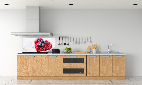 Spatscherm keuken Frambozen en bosbessen