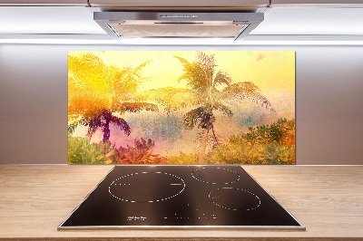 Glazen achterwand keuken Kleurrijke palmbomen