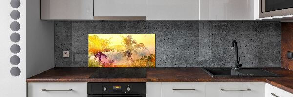Glazen achterwand keuken Kleurrijke palmbomen