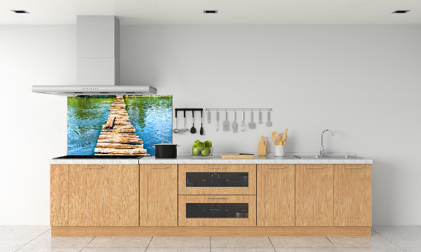 Spatscherm keuken Houten brug