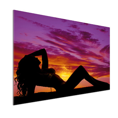 Glazen achterwand keuken Silhouet van een vrouw