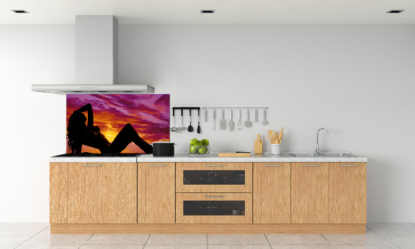 Glazen achterwand keuken Silhouet van een vrouw