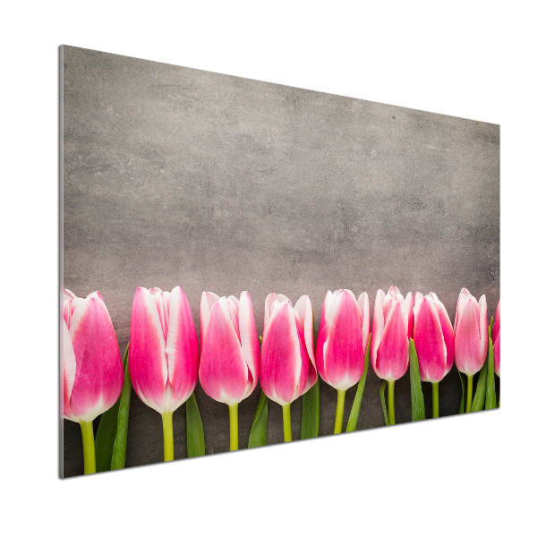 Spatplaat keuken Roze tulpen