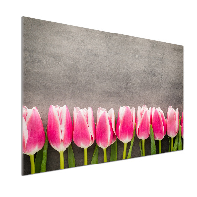 Spatplaat keuken Roze tulpen
