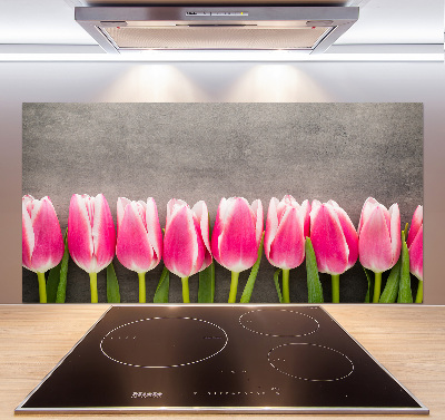 Spatplaat keuken Roze tulpen