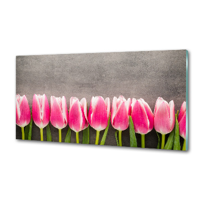 Spatplaat keuken Roze tulpen