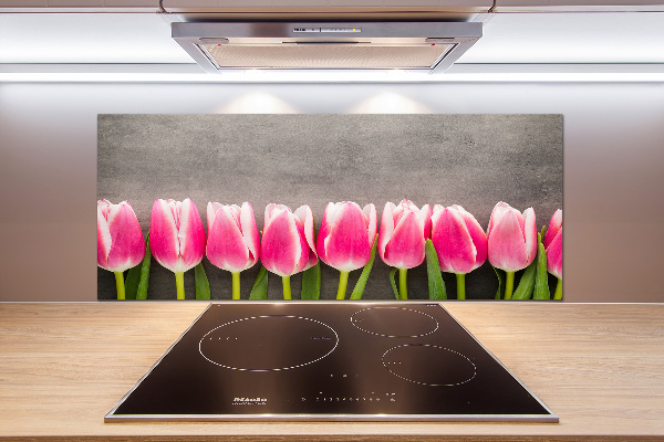 Spatplaat keuken Roze tulpen