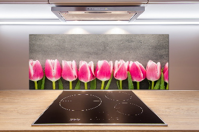Spatplaat keuken Roze tulpen