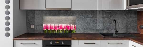 Spatplaat keuken Roze tulpen