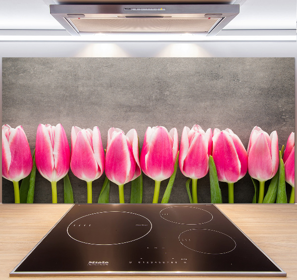 Spatplaat keuken Roze tulpen