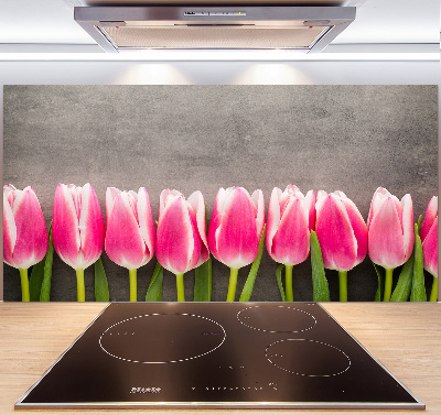 Spatplaat keuken Roze tulpen