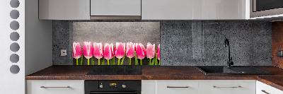 Spatplaat keuken Roze tulpen