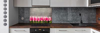 Spatplaat keuken Roze tulpen