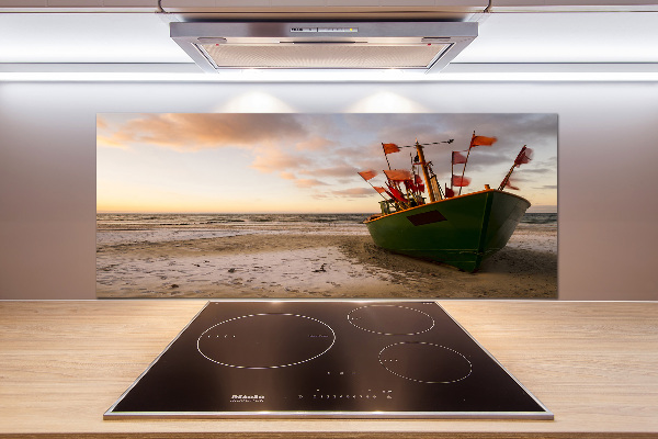 Achterwand keuken Vissersboot strand