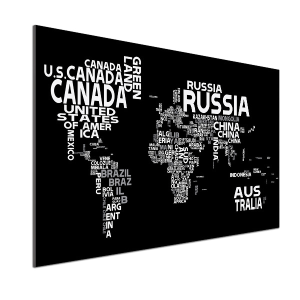 Spatplaat keuken Wereldkaart met ondertitels