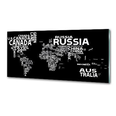 Spatplaat keuken Wereldkaart met ondertitels