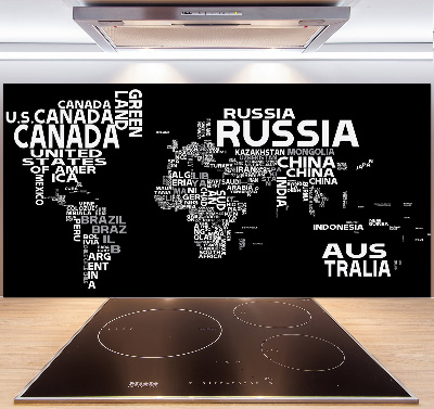 Spatplaat keuken Wereldkaart met ondertitels