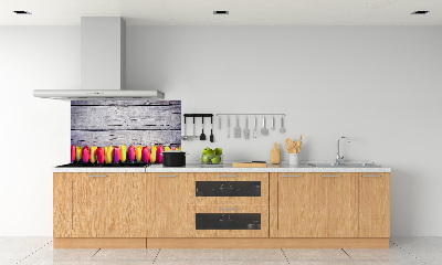Spatplaat keuken Tulpen op hout