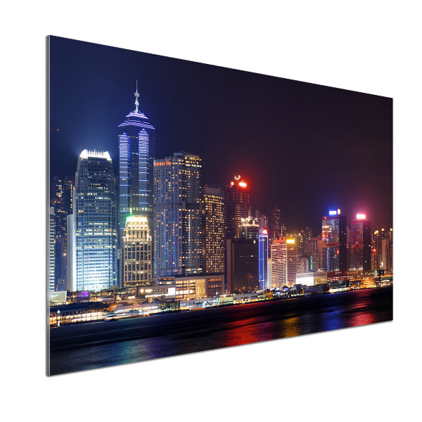 Spatscherm keuken Hong Kong 's nachts