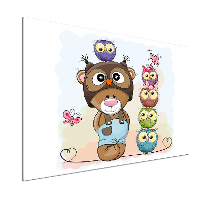 Spatplaat keuken Teddybeer en uilen