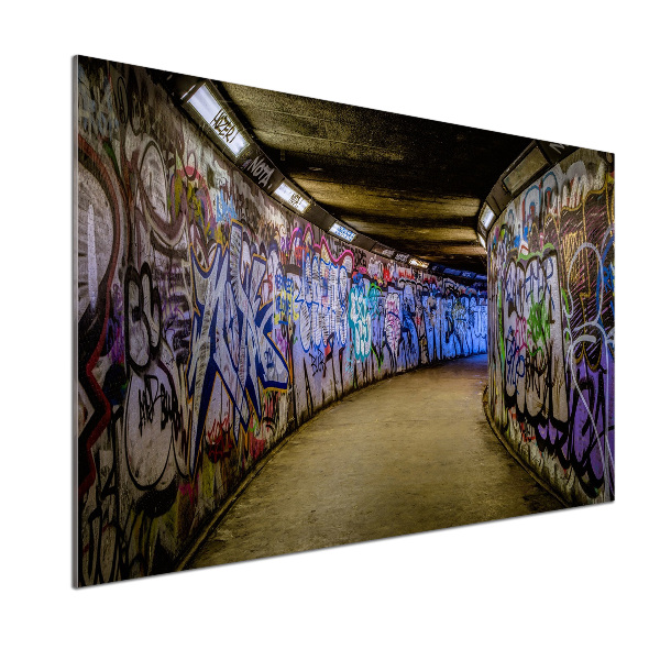 Glazen achterwand keuken Graffiti in de metro