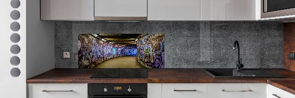 Glazen achterwand keuken Graffiti in de metro