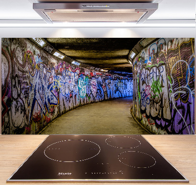 Glazen achterwand keuken Graffiti in de metro