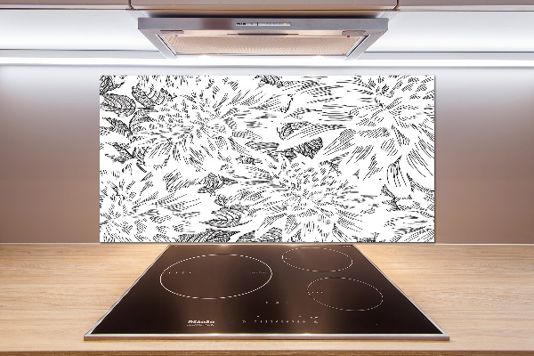 Glazen achterwand keuken Bloemenpatroon