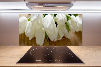 Spatscherm keuken Witte tulpen