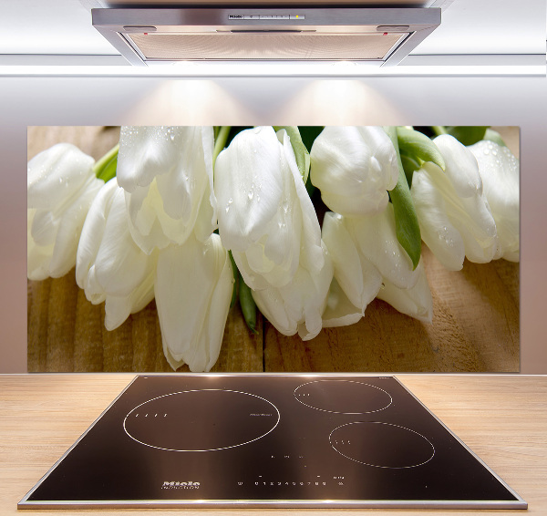 Spatscherm keuken Witte tulpen