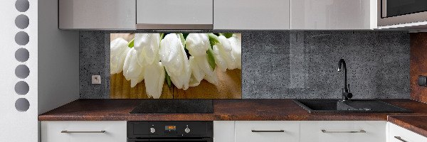 Spatscherm keuken Witte tulpen