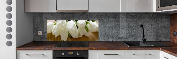 Spatscherm keuken Witte tulpen