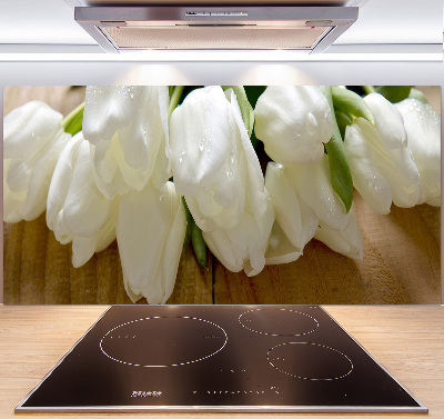 Spatscherm keuken Witte tulpen