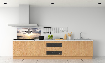 Keuken achterwand Een vliegtuig boven de zee