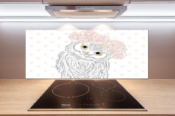 Achterwand keuken Uil in een krans