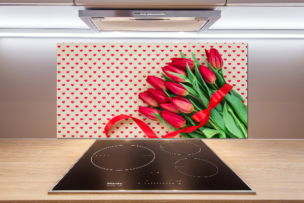 Glazen achterwand keuken Hartvormige tulpen