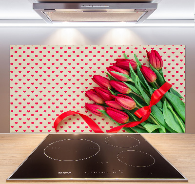 Glazen achterwand keuken Hartvormige tulpen