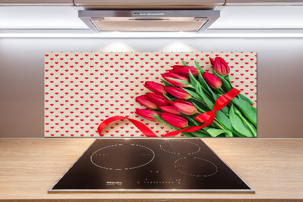Glazen achterwand keuken Hartvormige tulpen