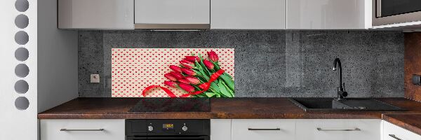 Glazen achterwand keuken Hartvormige tulpen
