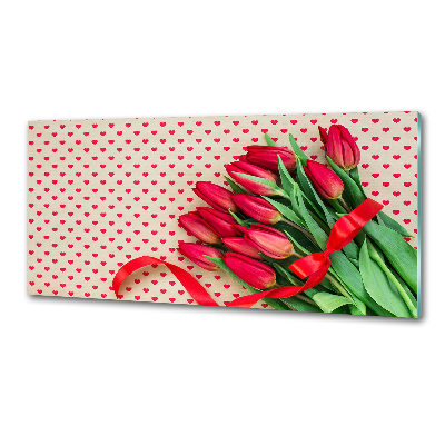 Glazen achterwand keuken Hartvormige tulpen